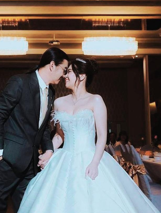 Bride and groom at their wedding reception