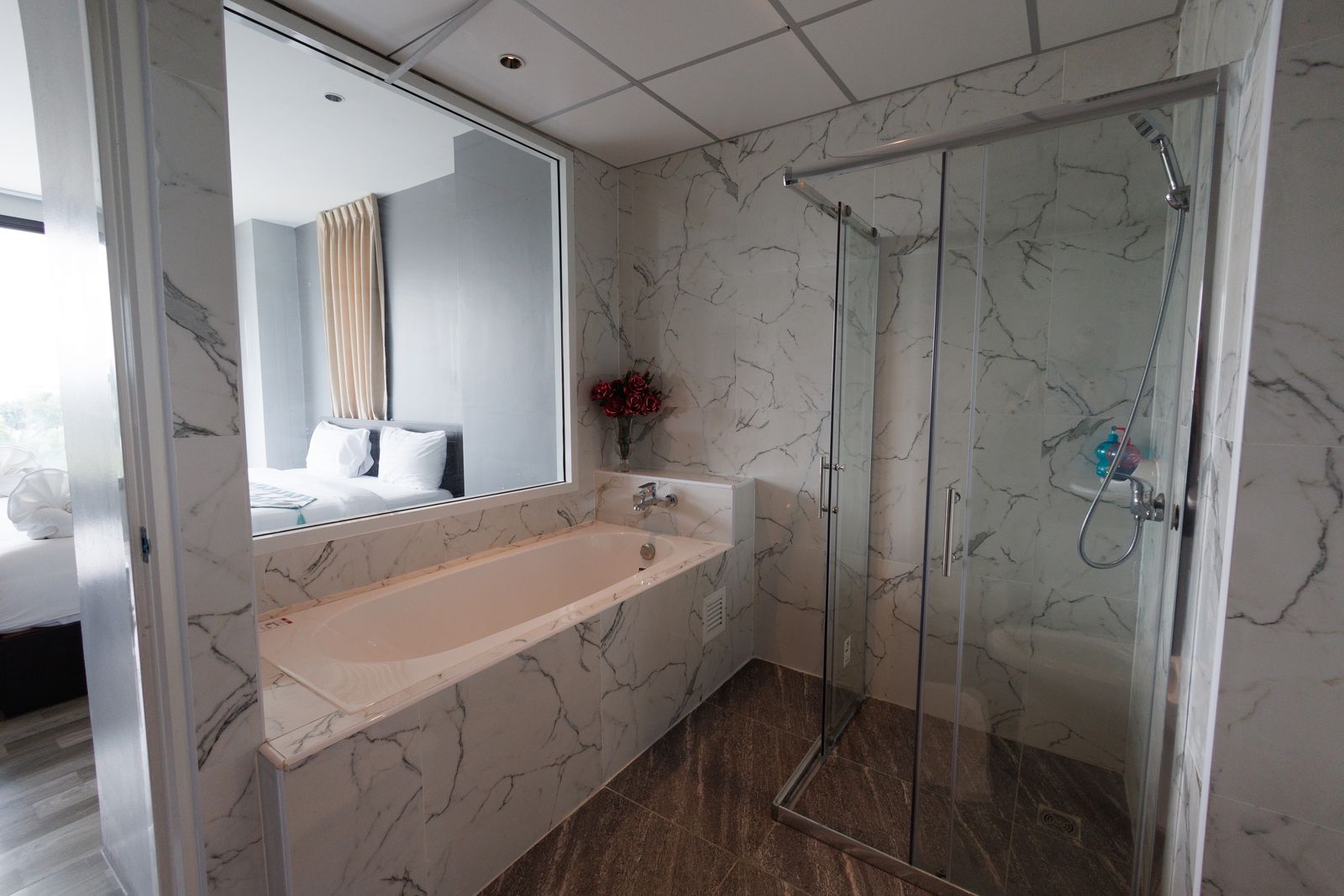Bathtub and glass shower